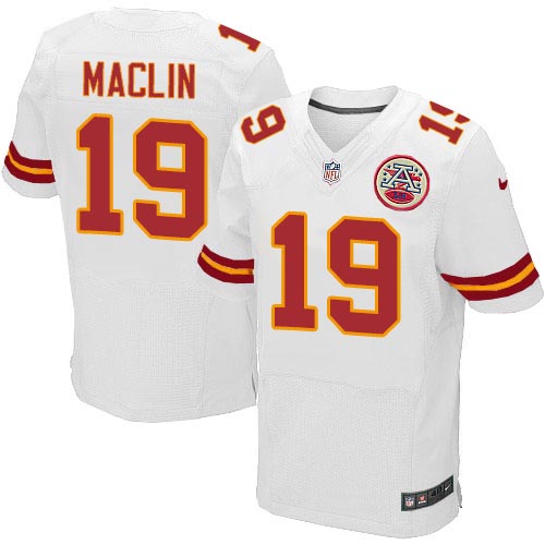 Men's Elite Jeremy Maclin Nike Jersey White Road - #19 NFL Kansas City Chiefs